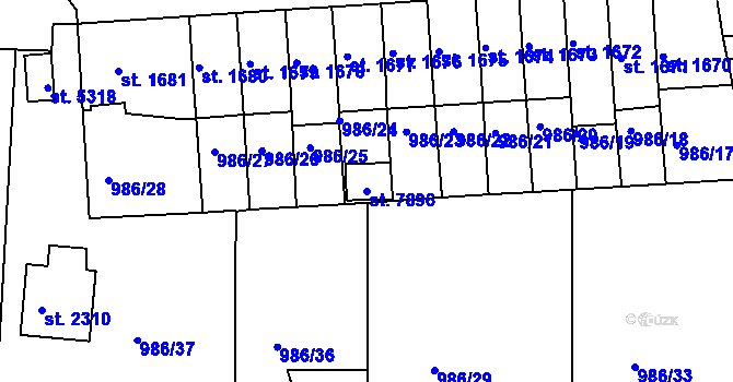 Parcela st. 7896 v KÚ Chrudim, Katastrální mapa