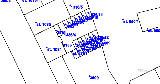 Parcela st. 3984 v KÚ Chrudim, Katastrální mapa