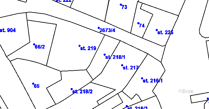 Parcela st. 218/1 v KÚ Chrudim, Katastrální mapa