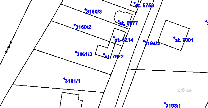 Parcela st. 7922 v KÚ Chrudim, Katastrální mapa