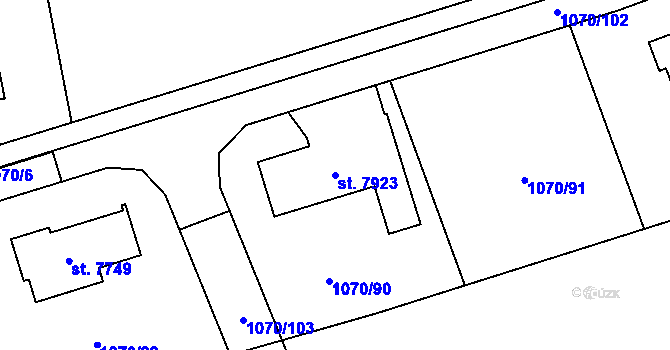 Parcela st. 7923 v KÚ Chrudim, Katastrální mapa