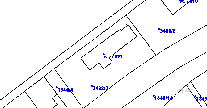 Parcela st. 7921 v KÚ Chrudim, Katastrální mapa