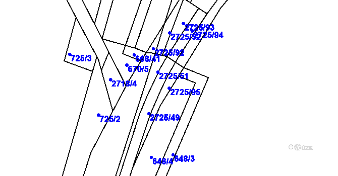 Parcela st. 2725/95 v KÚ Chrudim, Katastrální mapa