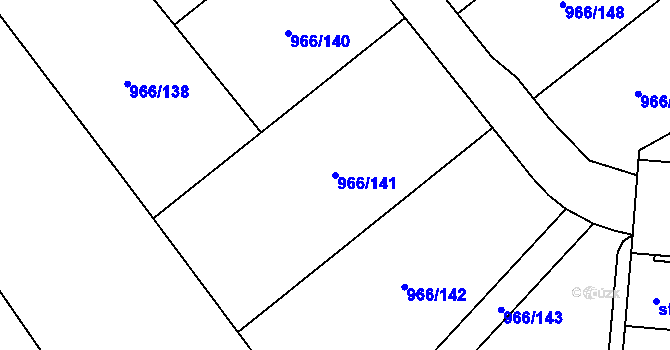 Parcela st. 966/141 v KÚ Chrudim, Katastrální mapa