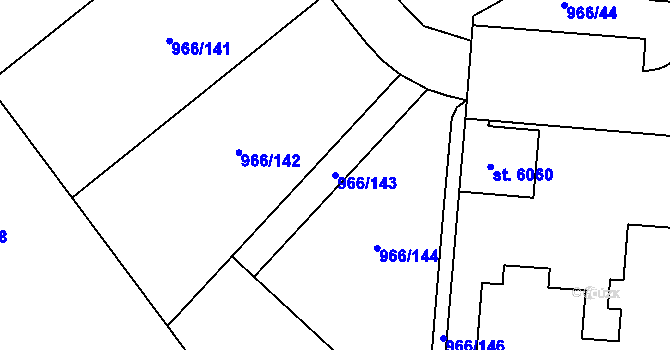 Parcela st. 966/143 v KÚ Chrudim, Katastrální mapa