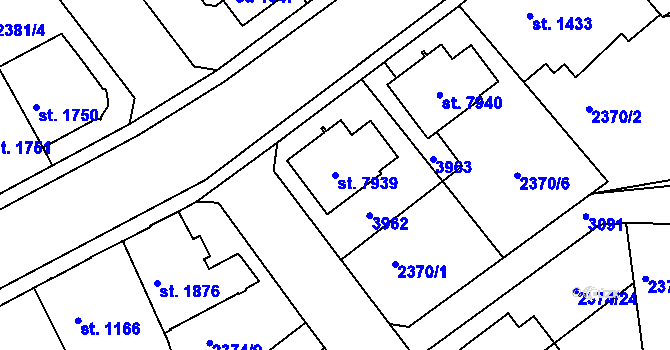 Parcela st. 7939 v KÚ Chrudim, Katastrální mapa