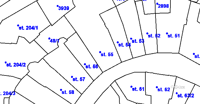 Parcela st. 55 v KÚ Chrudim, Katastrální mapa