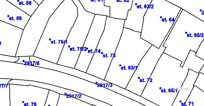 Parcela st. 73 v KÚ Chrudim, Katastrální mapa