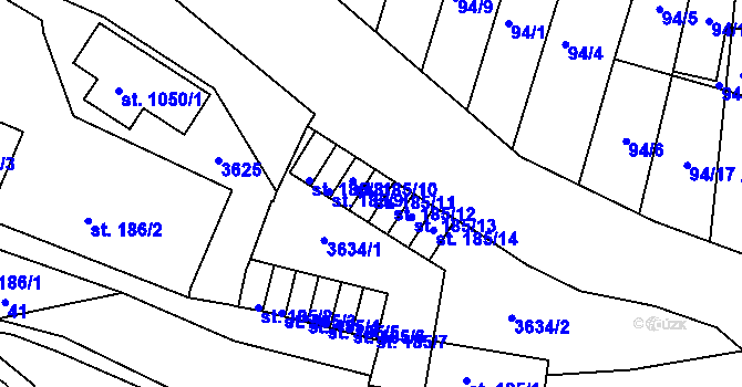 Parcela st. 185/11 v KÚ Chrudim, Katastrální mapa