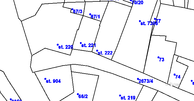 Parcela st. 222 v KÚ Chrudim, Katastrální mapa