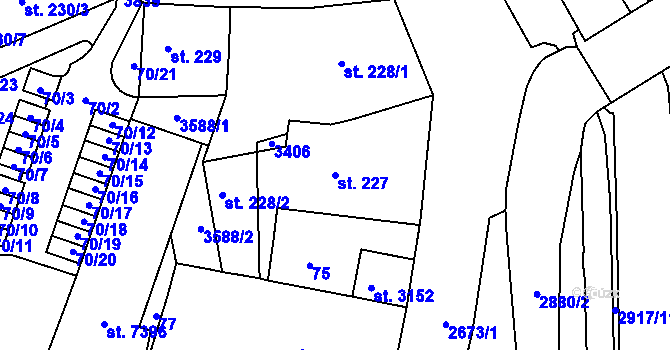 Parcela st. 227 v KÚ Chrudim, Katastrální mapa