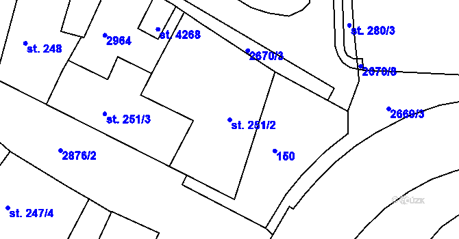 Parcela st. 251/2 v KÚ Chrudim, Katastrální mapa