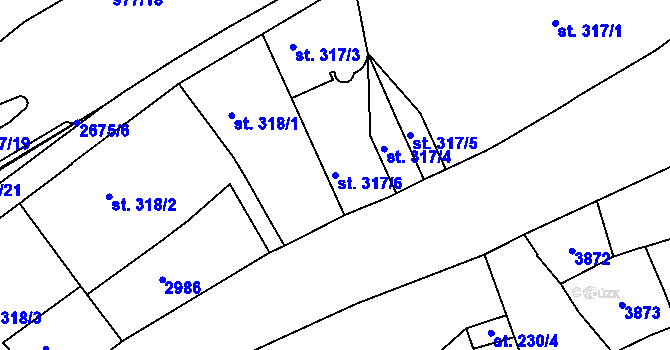 Parcela st. 317/6 v KÚ Chrudim, Katastrální mapa