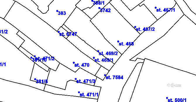 Parcela st. 469/2 v KÚ Chrudim, Katastrální mapa