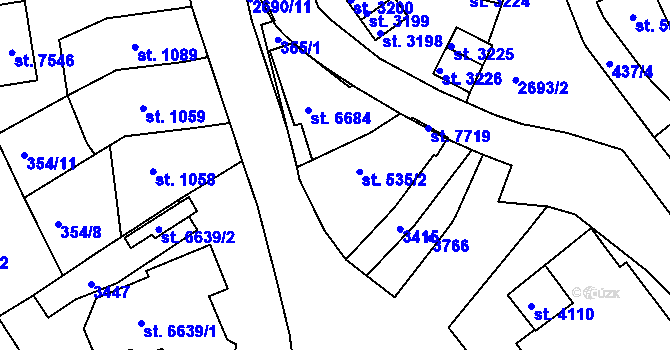 Parcela st. 535/2 v KÚ Chrudim, Katastrální mapa