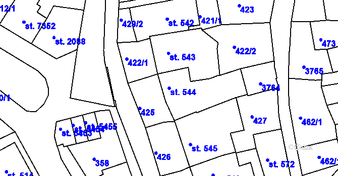 Parcela st. 544 v KÚ Chrudim, Katastrální mapa