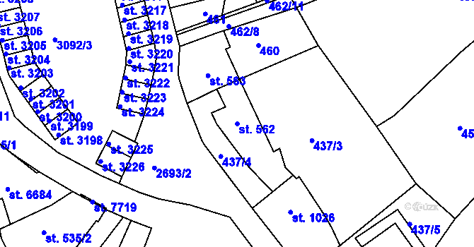 Parcela st. 562 v KÚ Chrudim, Katastrální mapa