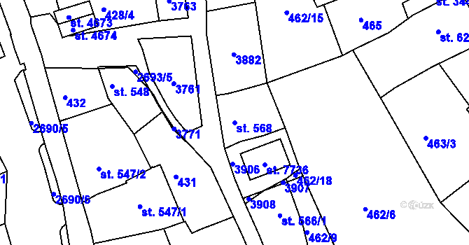 Parcela st. 568 v KÚ Chrudim, Katastrální mapa
