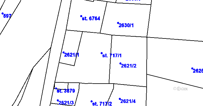 Parcela st. 717/1 v KÚ Chrudim, Katastrální mapa