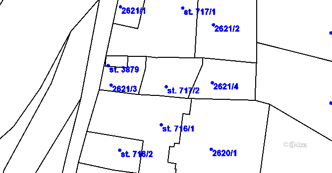 Parcela st. 717/2 v KÚ Chrudim, Katastrální mapa