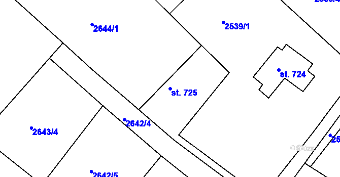 Parcela st. 725 v KÚ Chrudim, Katastrální mapa