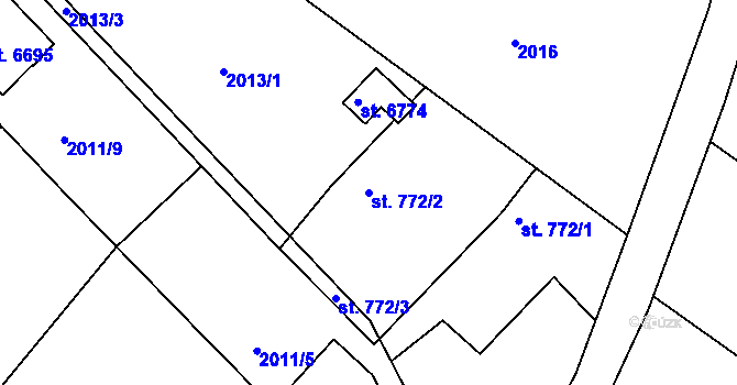 Parcela st. 772/2 v KÚ Chrudim, Katastrální mapa