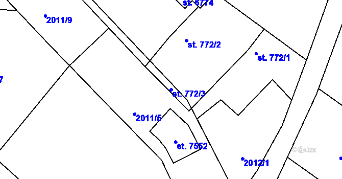 Parcela st. 772/3 v KÚ Chrudim, Katastrální mapa