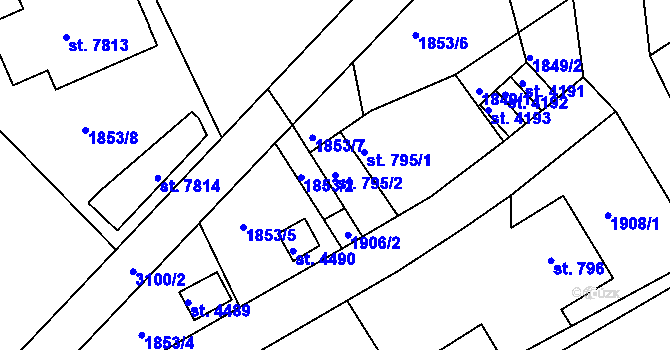 Parcela st. 795/2 v KÚ Chrudim, Katastrální mapa