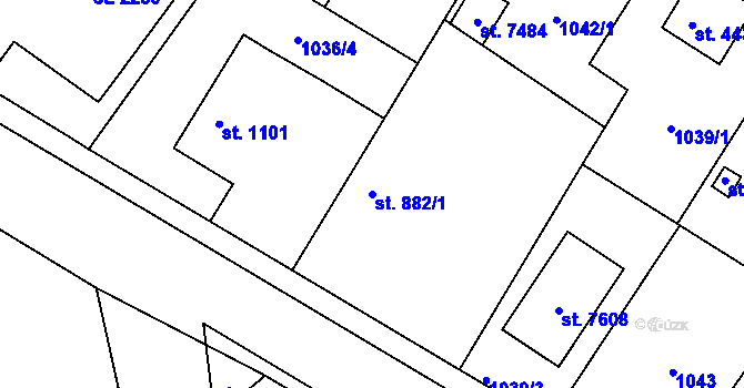 Parcela st. 882/1 v KÚ Chrudim, Katastrální mapa