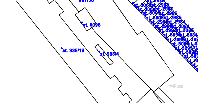 Parcela st. 985/4 v KÚ Chrudim, Katastrální mapa
