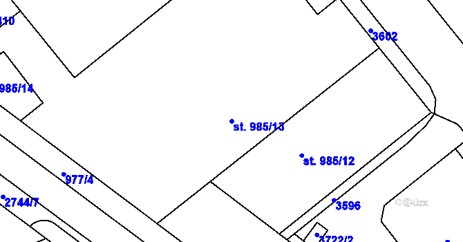 Parcela st. 985/13 v KÚ Chrudim, Katastrální mapa