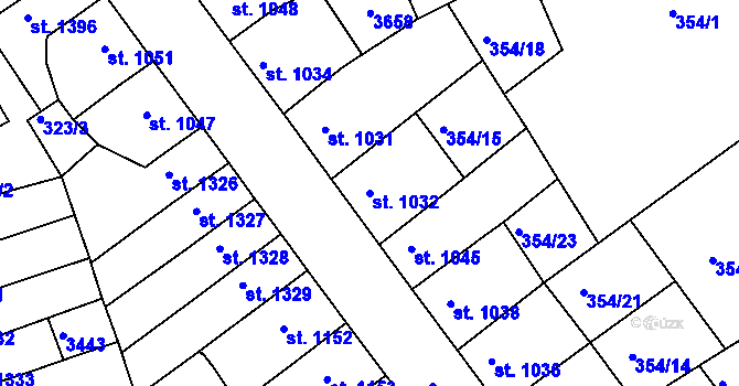 Parcela st. 1032 v KÚ Chrudim, Katastrální mapa