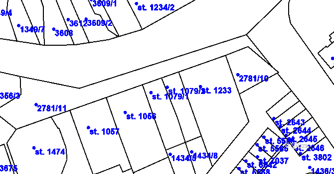 Parcela st. 1079/2 v KÚ Chrudim, Katastrální mapa