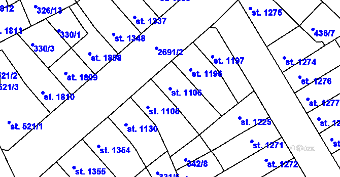 Parcela st. 1106 v KÚ Chrudim, Katastrální mapa