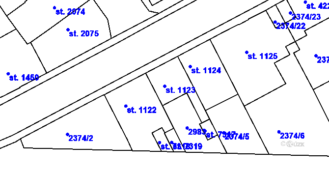 Parcela st. 1123 v KÚ Chrudim, Katastrální mapa