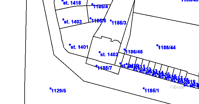 Parcela st. 1402 v KÚ Chrudim, Katastrální mapa