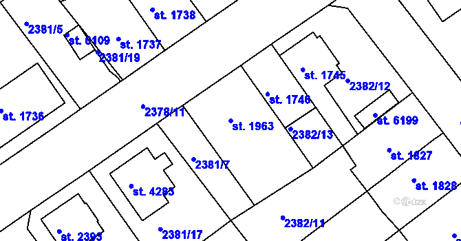 Parcela st. 1963 v KÚ Chrudim, Katastrální mapa