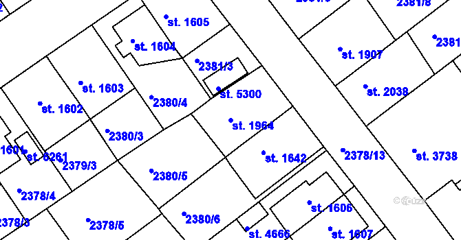 Parcela st. 1964 v KÚ Chrudim, Katastrální mapa