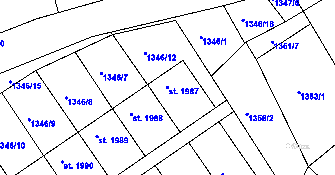 Parcela st. 1987 v KÚ Chrudim, Katastrální mapa