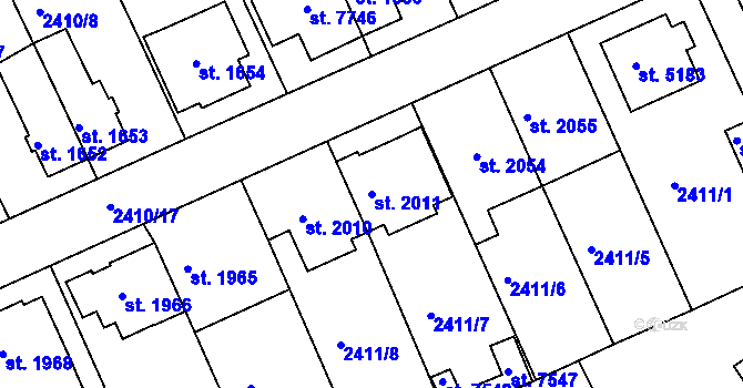 Parcela st. 2011 v KÚ Chrudim, Katastrální mapa