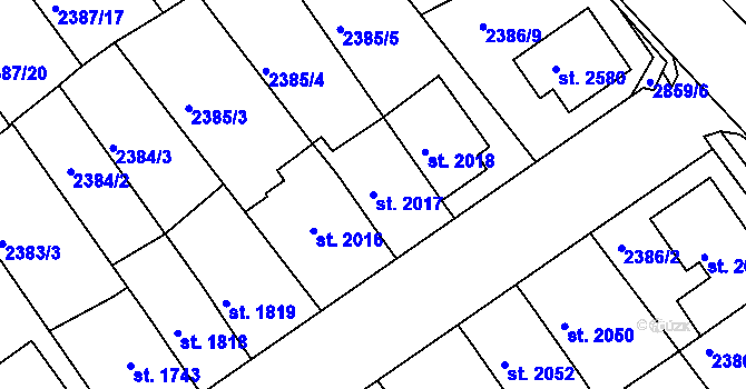 Parcela st. 2017 v KÚ Chrudim, Katastrální mapa