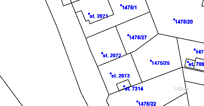 Parcela st. 2072 v KÚ Chrudim, Katastrální mapa