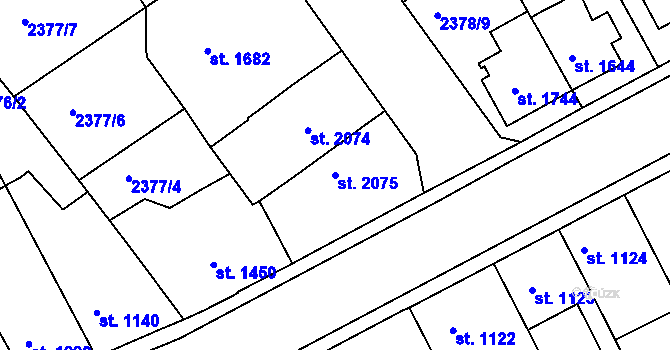 Parcela st. 2075 v KÚ Chrudim, Katastrální mapa