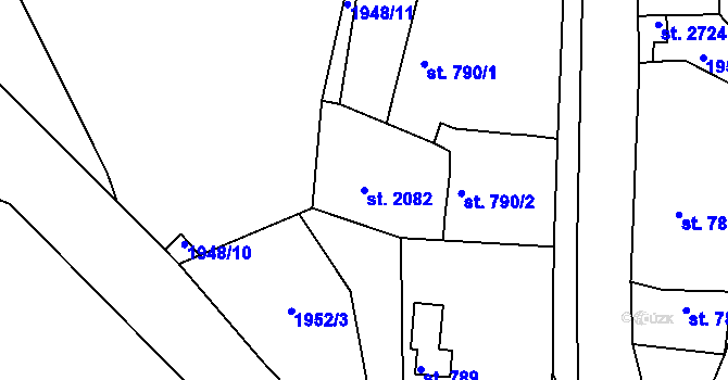 Parcela st. 2082 v KÚ Chrudim, Katastrální mapa