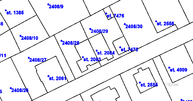 Parcela st. 2084 v KÚ Chrudim, Katastrální mapa