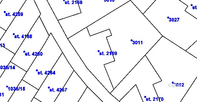 Parcela st. 2169 v KÚ Chrudim, Katastrální mapa