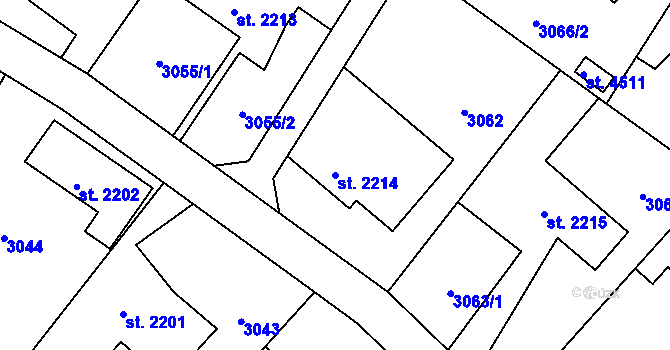 Parcela st. 2214 v KÚ Chrudim, Katastrální mapa
