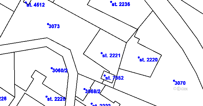 Parcela st. 2221 v KÚ Chrudim, Katastrální mapa
