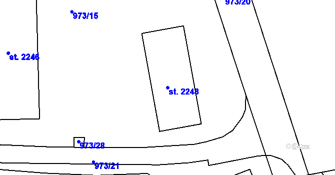 Parcela st. 2248 v KÚ Chrudim, Katastrální mapa