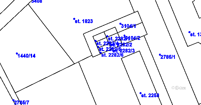 Parcela st. 2282/6 v KÚ Chrudim, Katastrální mapa